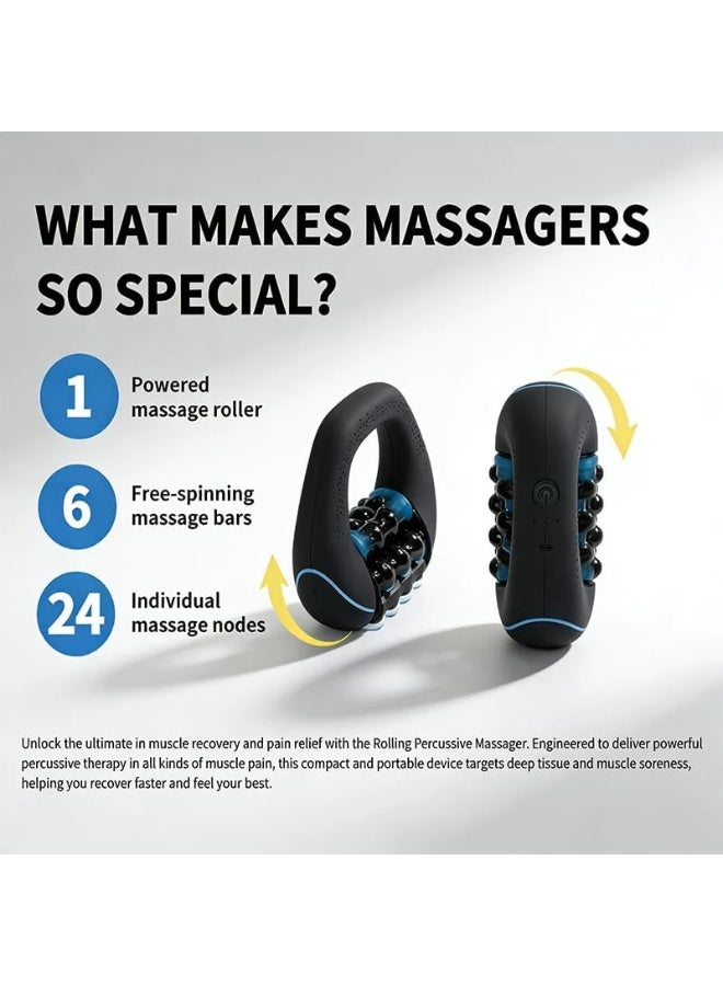 جهاز مساج رول كهربائي Powered Rolling Massager ، بطارية قابلة للشحن حتى 4 ساعات –3 سرعات دوران - لتخفيف آلام العضلات والرقبة والكتفين - Image 5